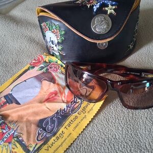 Ed Hardy Tortoise Sunglasses with Case